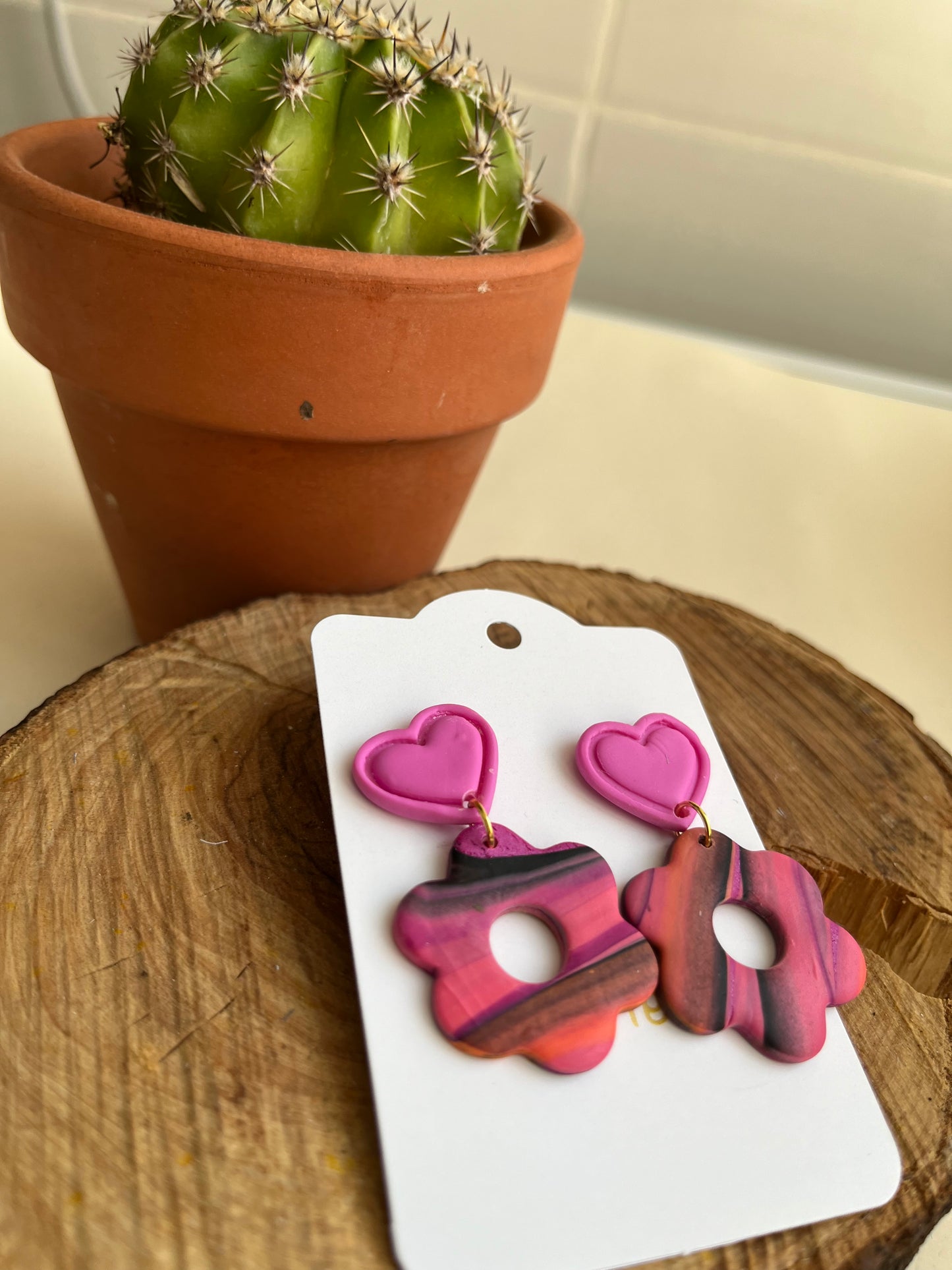 Pendientes Flor Fucsia