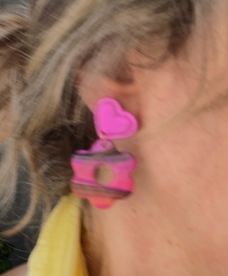Pendientes Flor Fucsia
