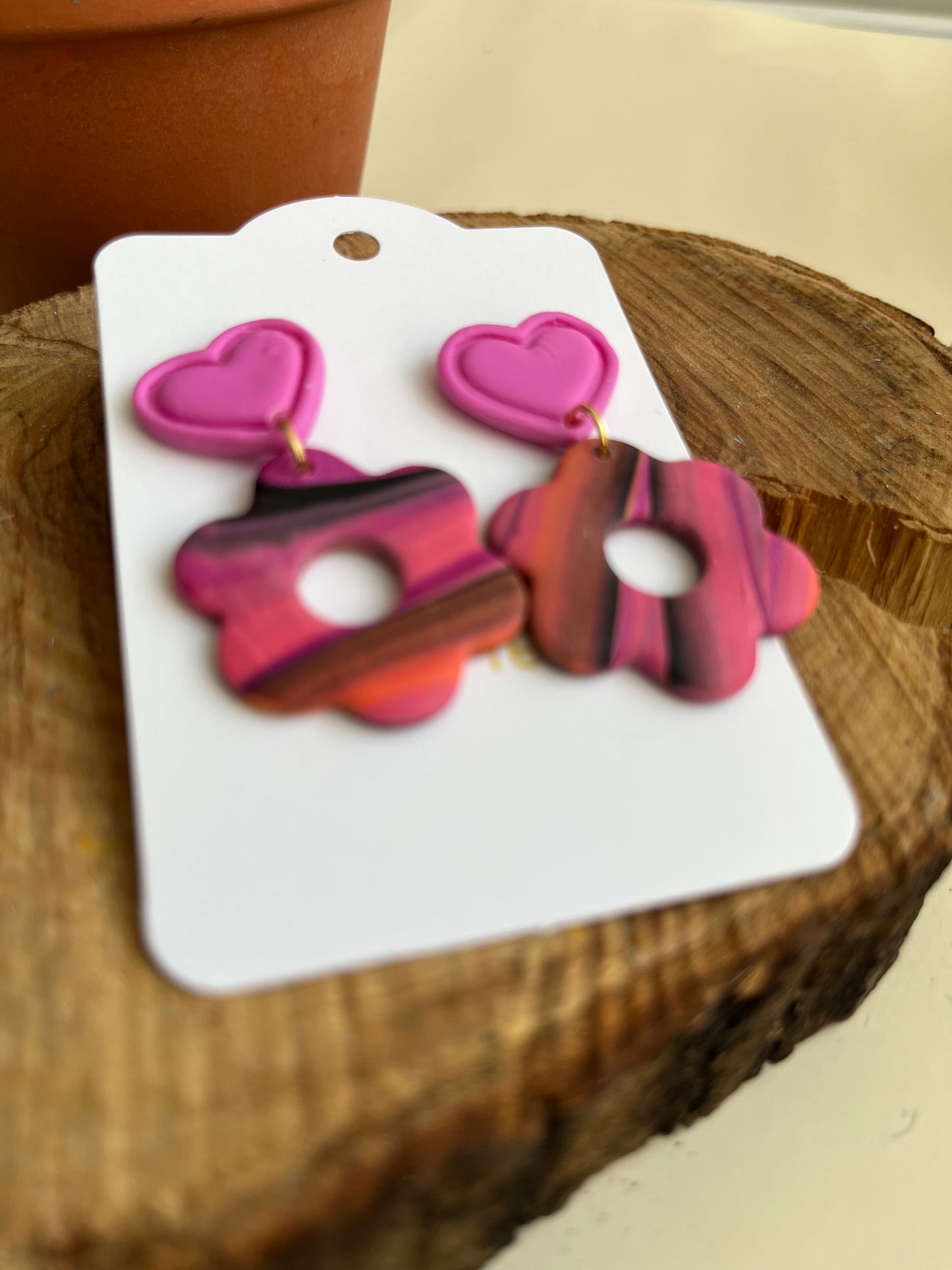 Pendientes Flor Fucsia