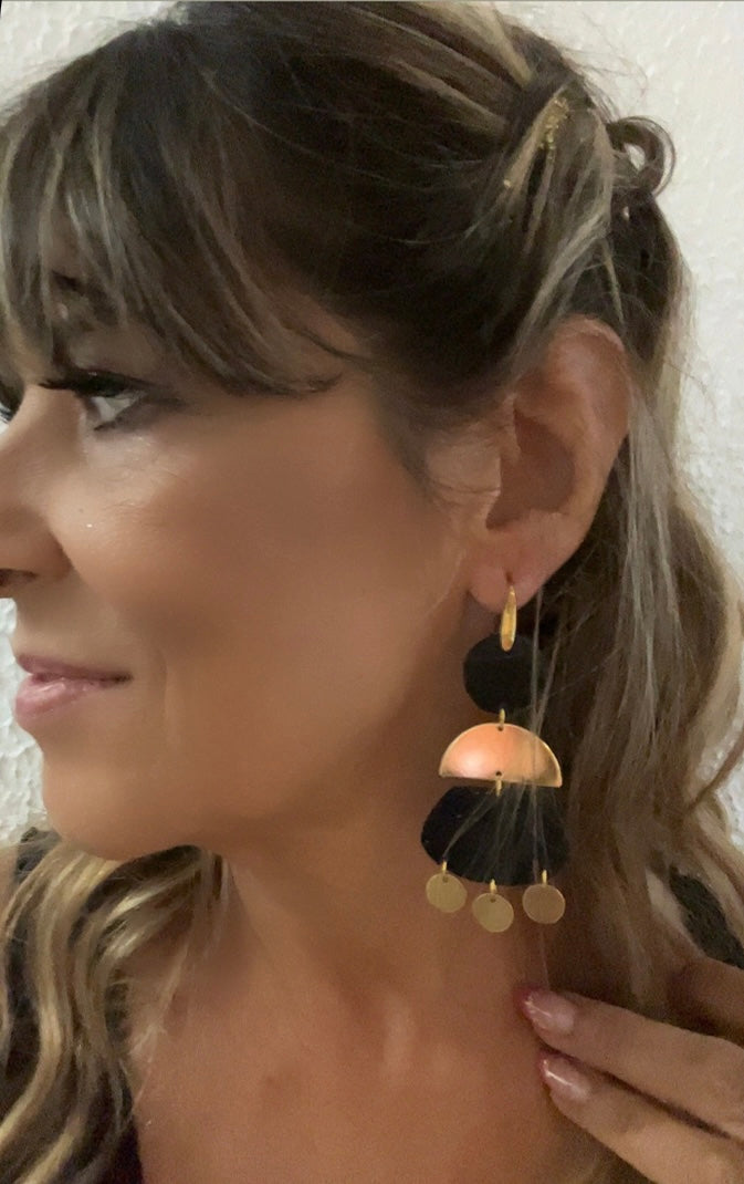 Pendientes Textura Negros Floral