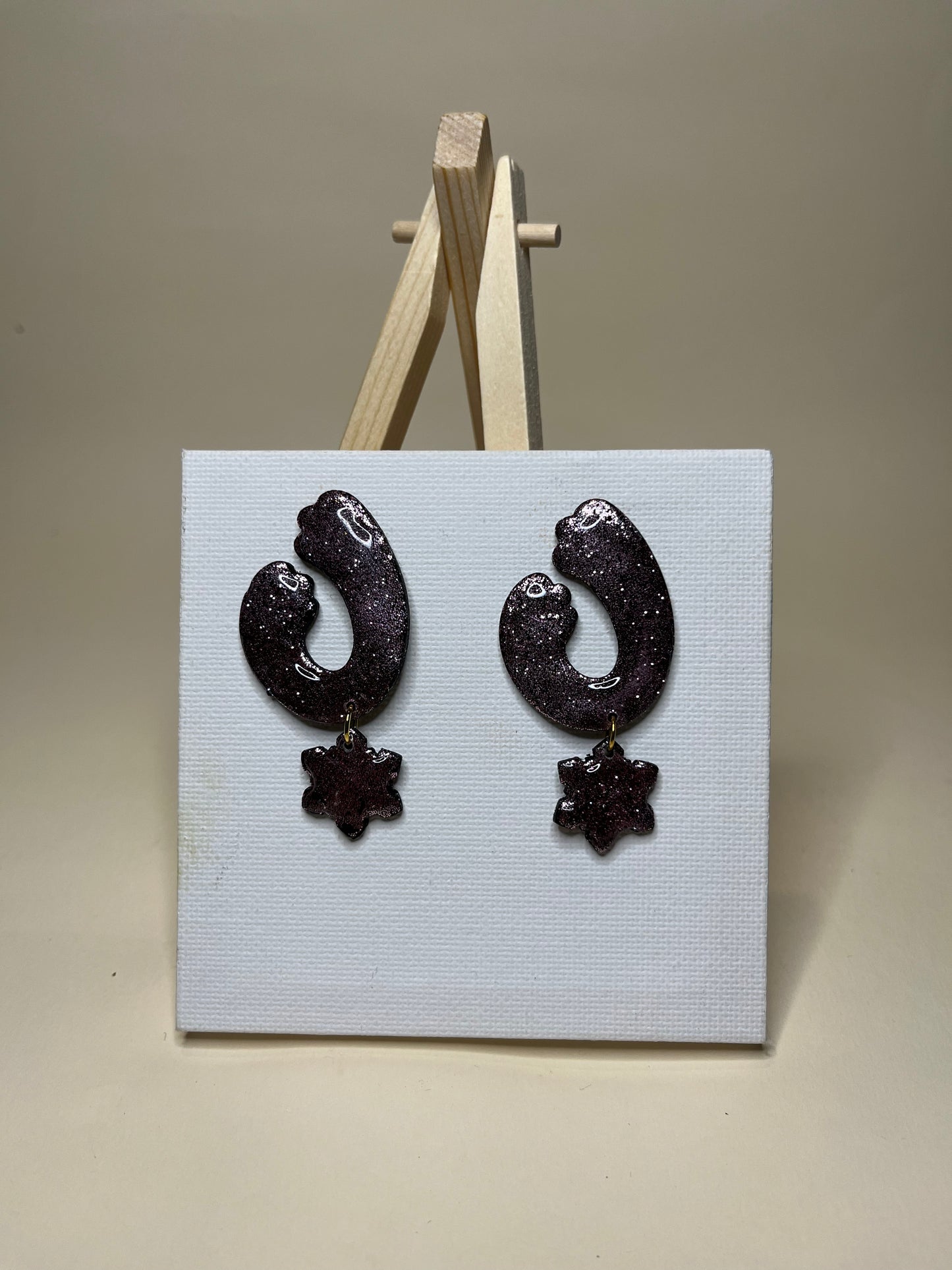 Pendientes Onda Glitter Rosa