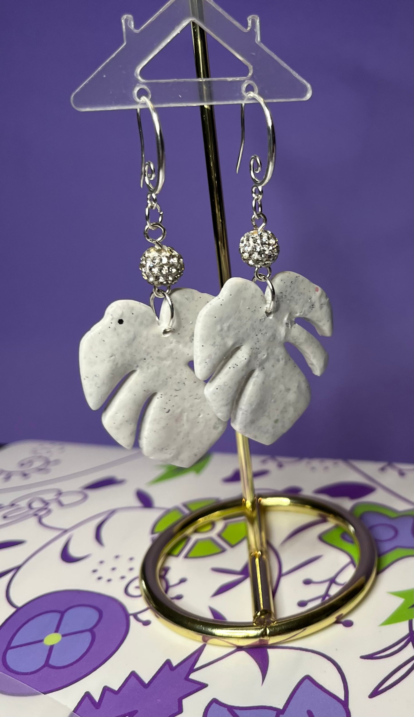 Pendiente Monstera Plateada