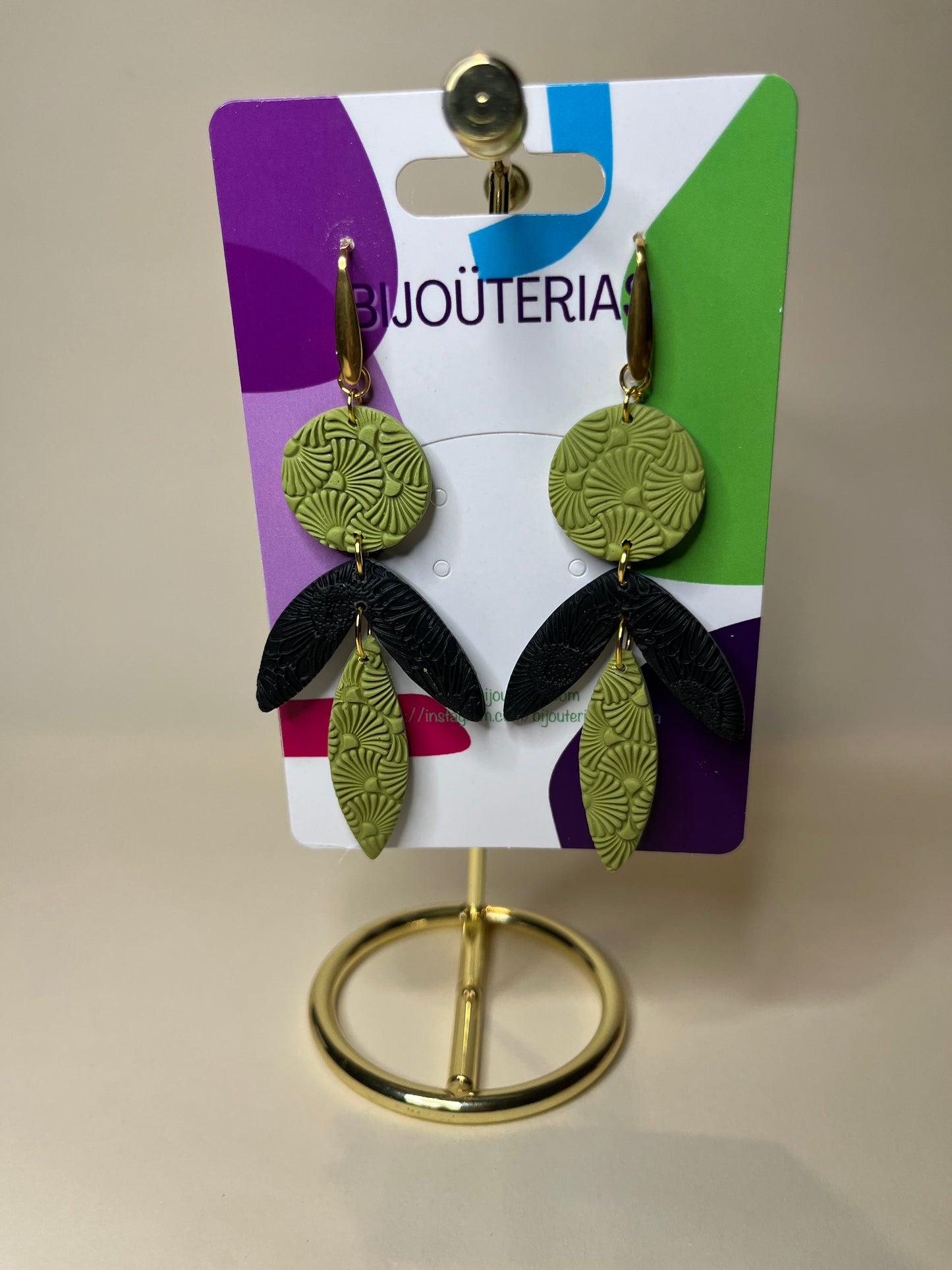 Pendientes Textura Rombos verdes