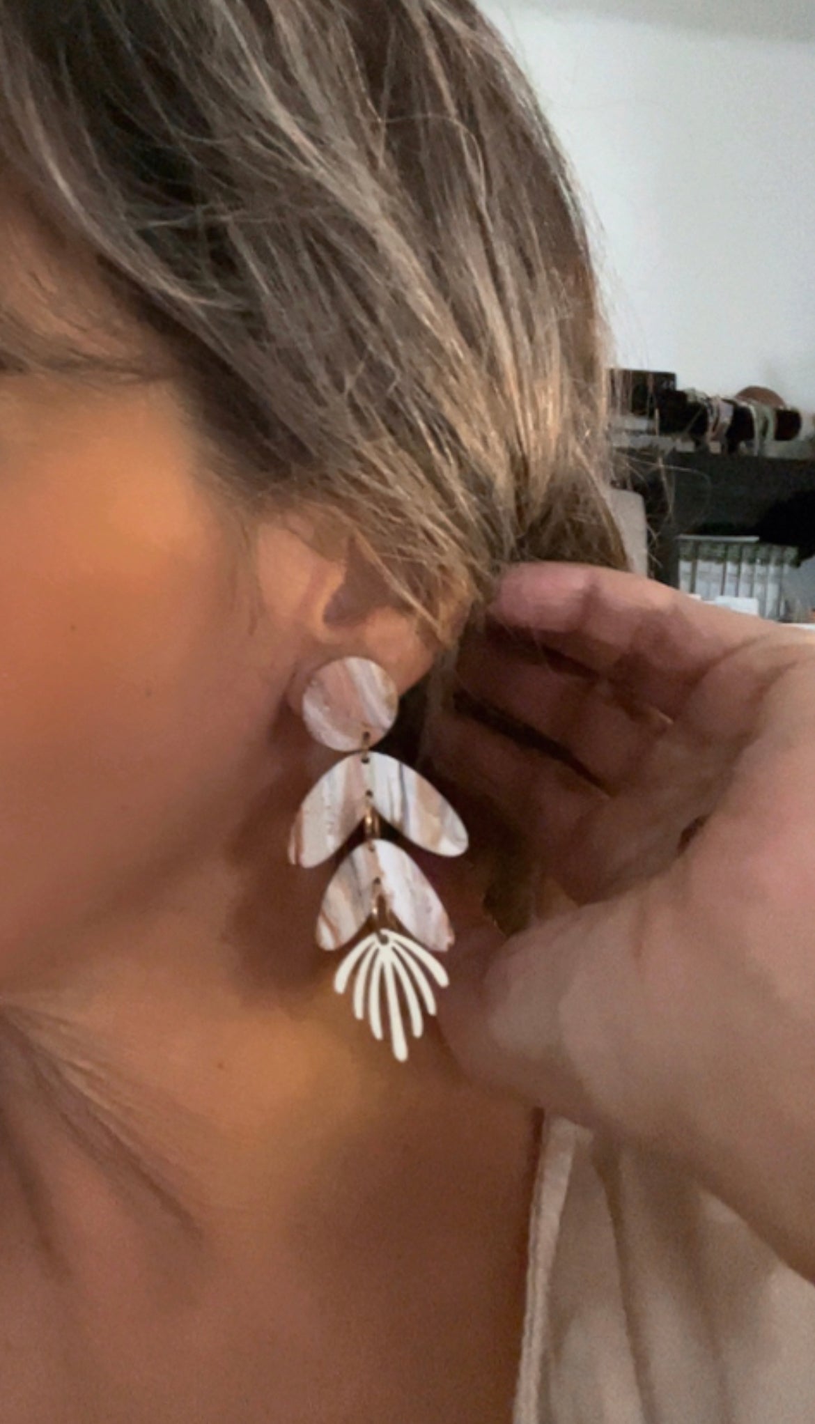 Pendientes Hojas Colección Mármol Tierra