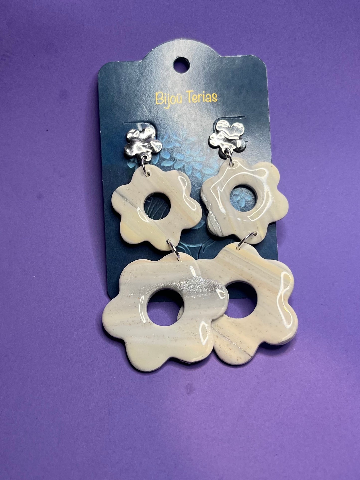 Pendiente Flor Mármol