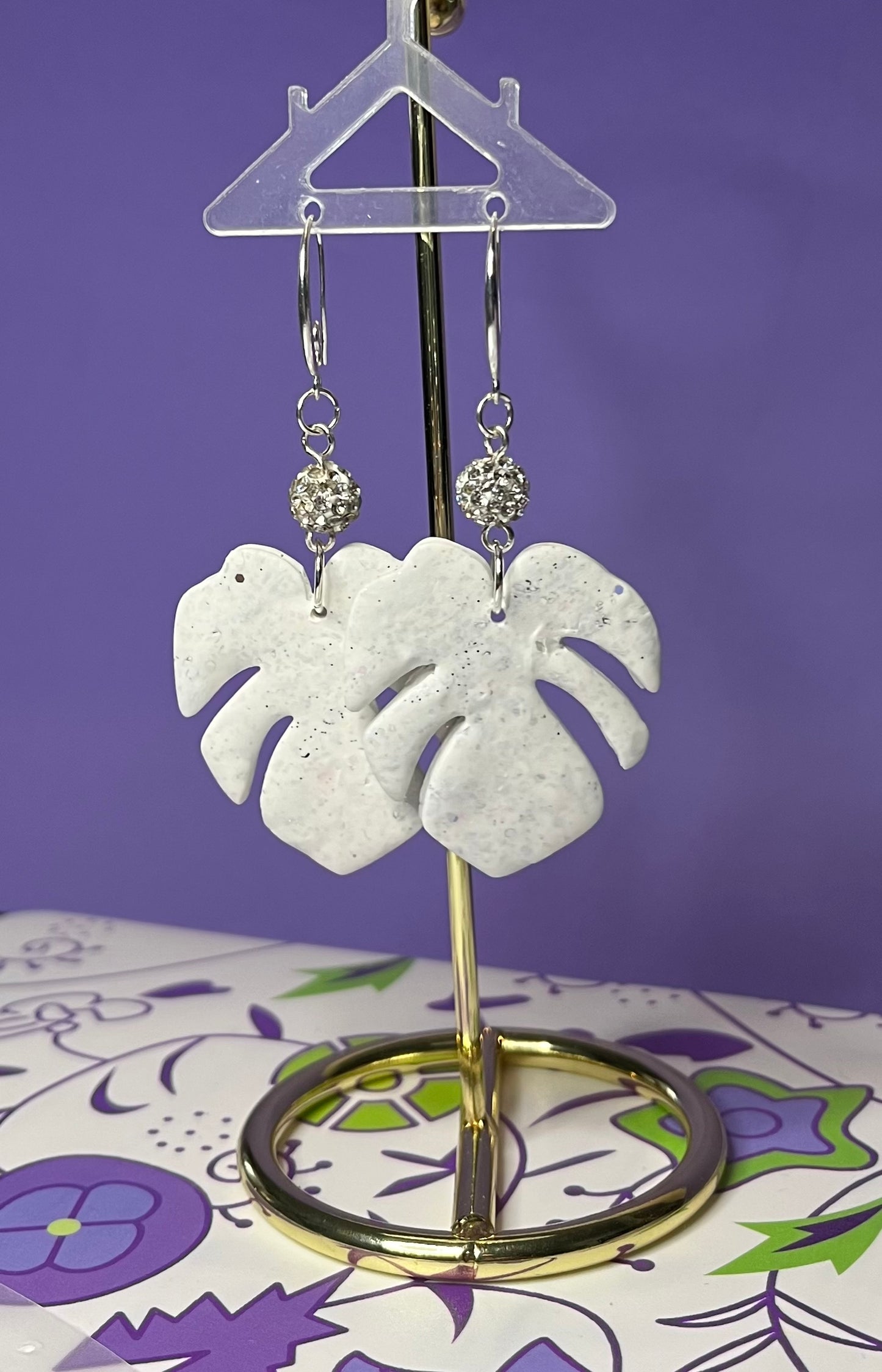 Pendiente Monstera Plateada