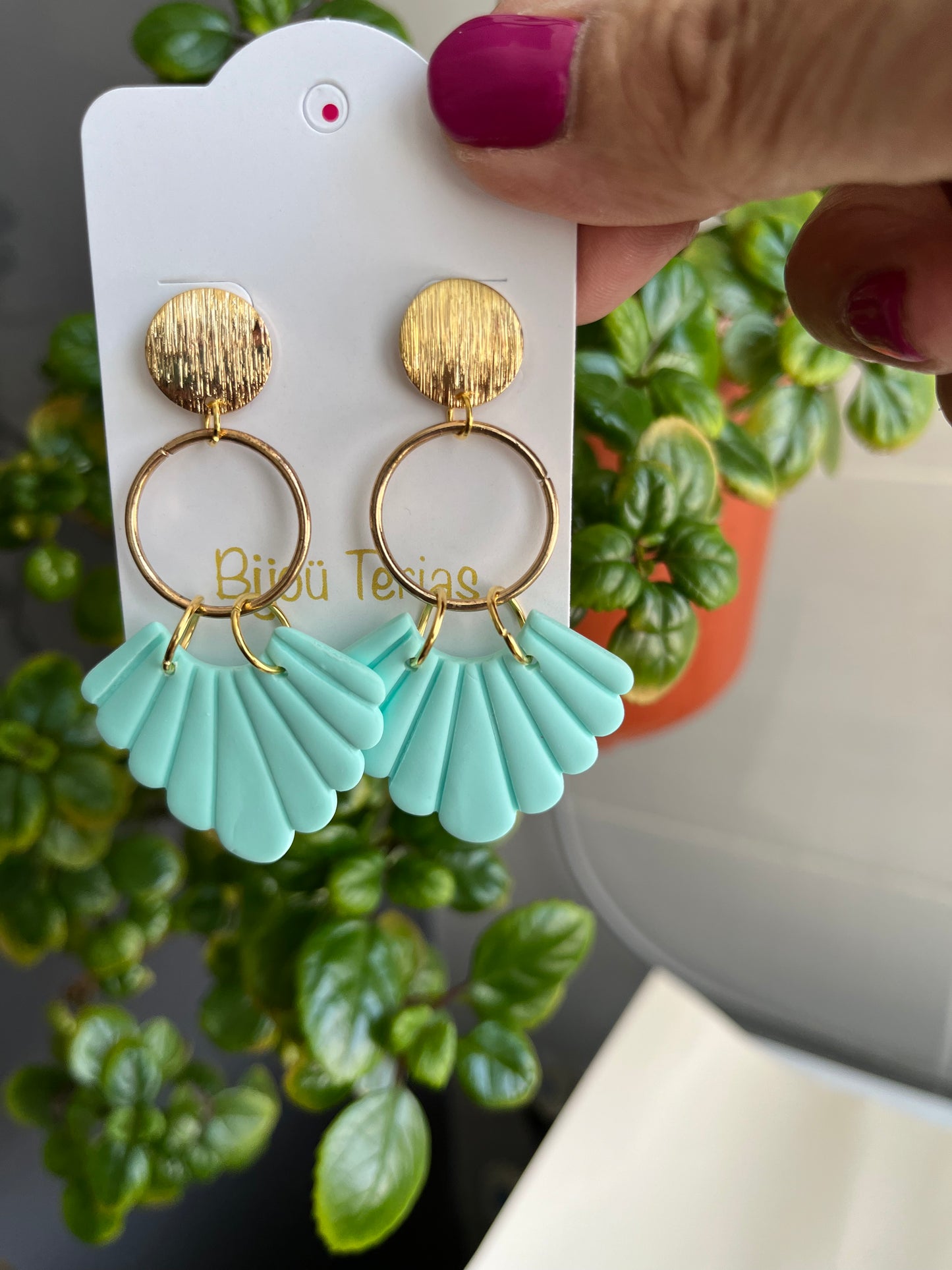 Pendiente Abanico Menta