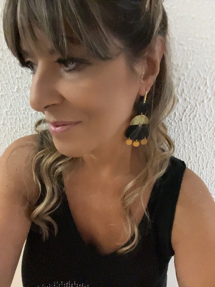 Pendientes Textura Negros Floral