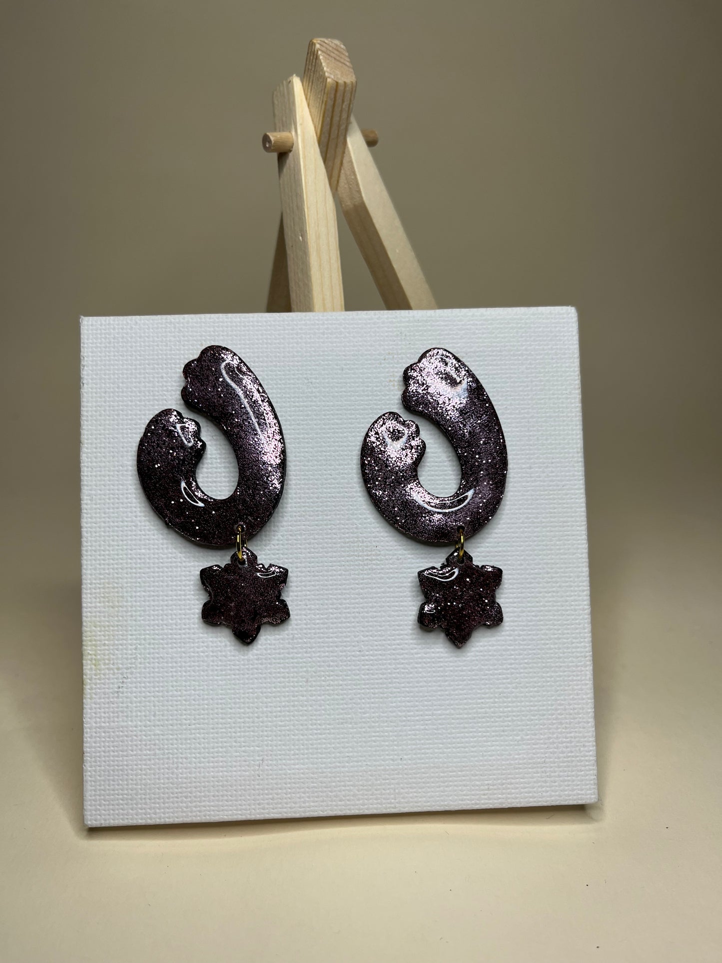 Pendientes Onda Glitter Rosa