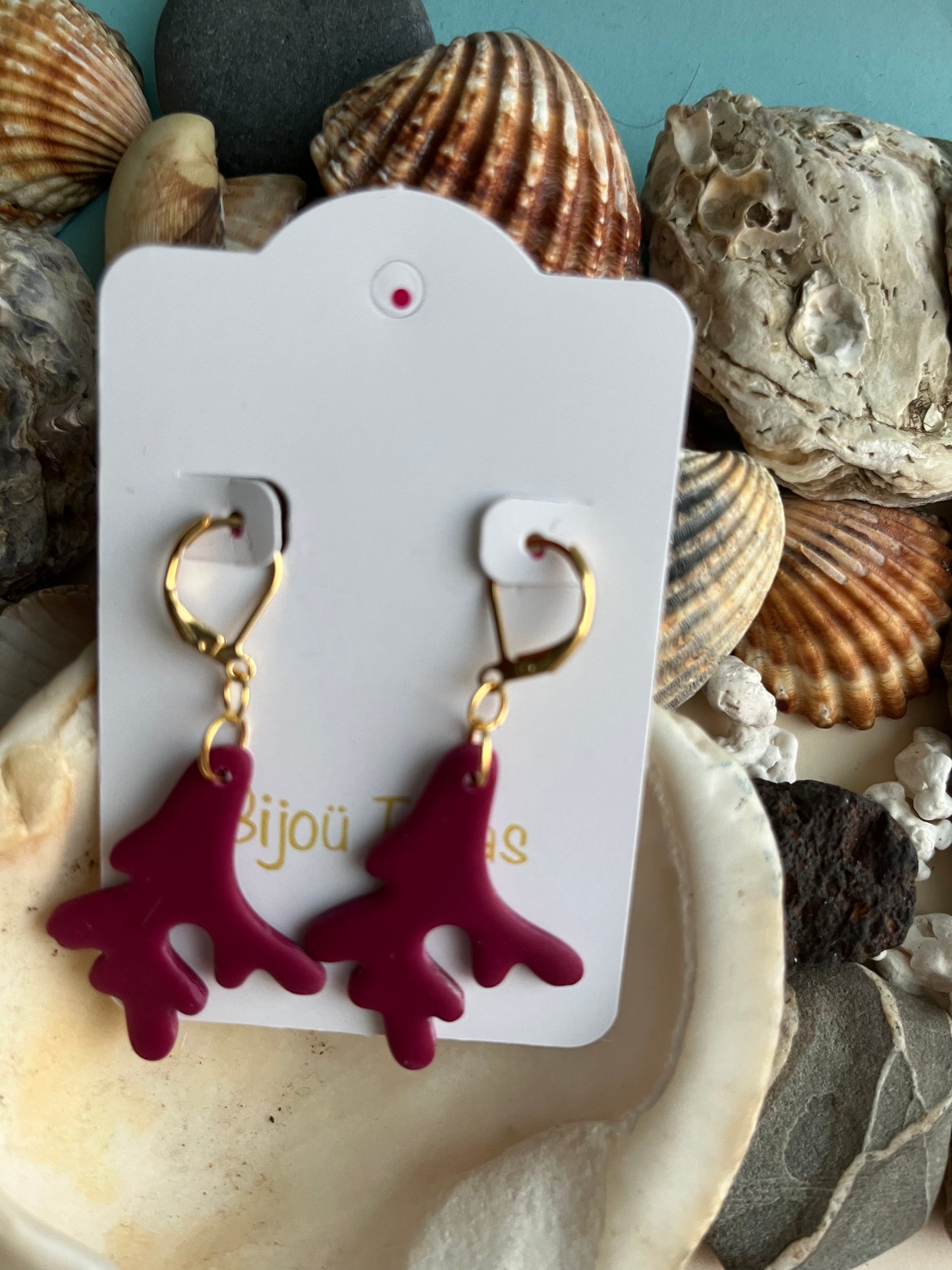 Pendiente Coral Burdeos Modelo 1