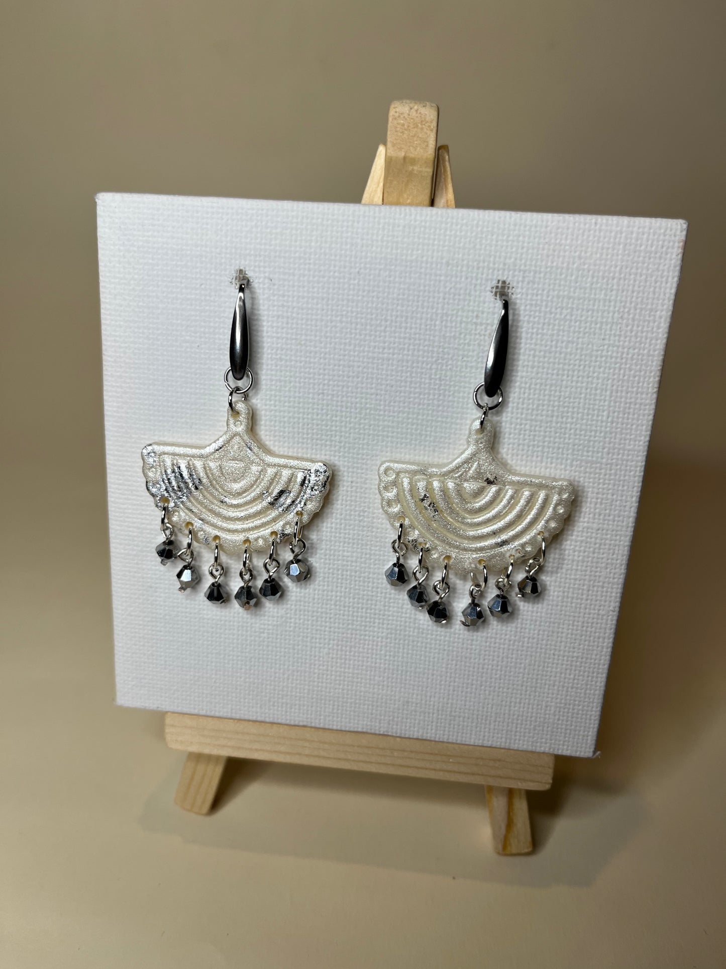 Pendiente Abanico Gris Plata