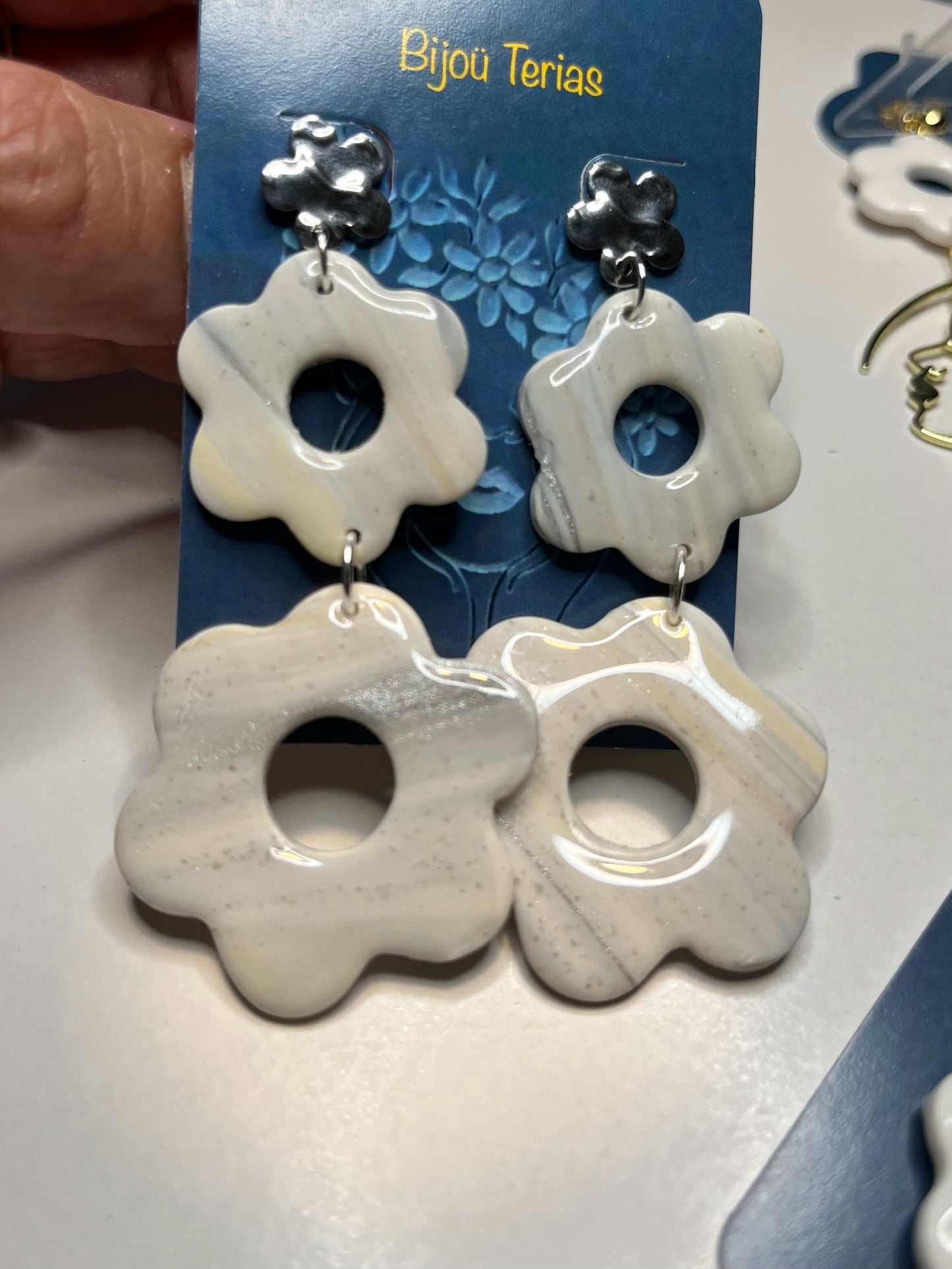 Pendiente Flor Mármol