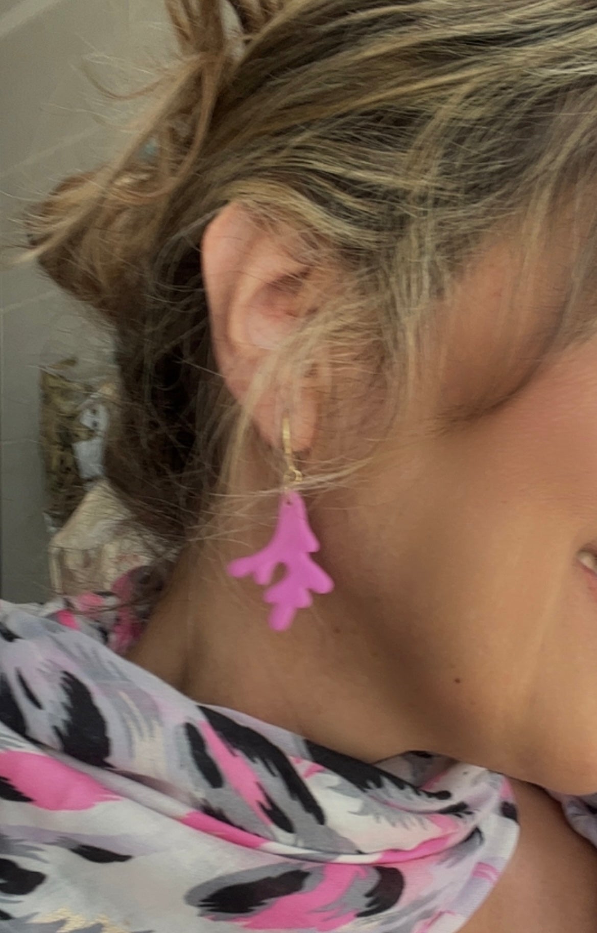 Pendiente Coral Fucsia Modelo 1