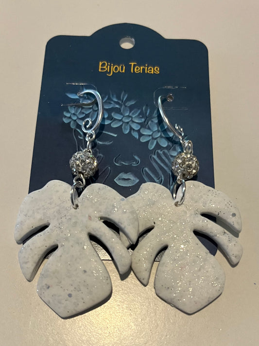 Pendiente Monstera Plateada