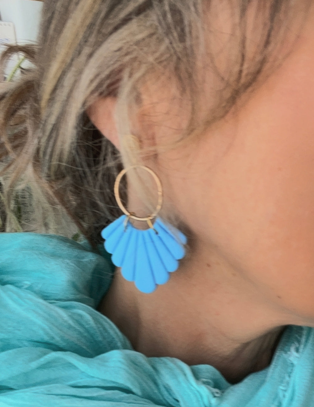 Pendiente Abanico Azul