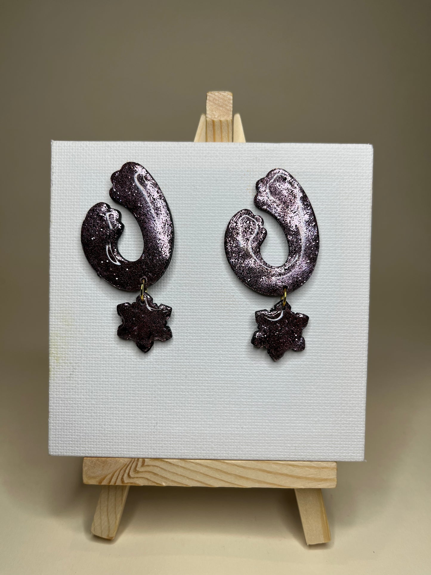 Pendientes Onda Glitter Rosa