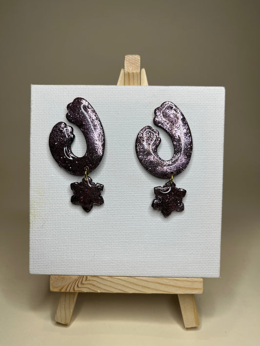 Pendientes Onda Glitter Rosa