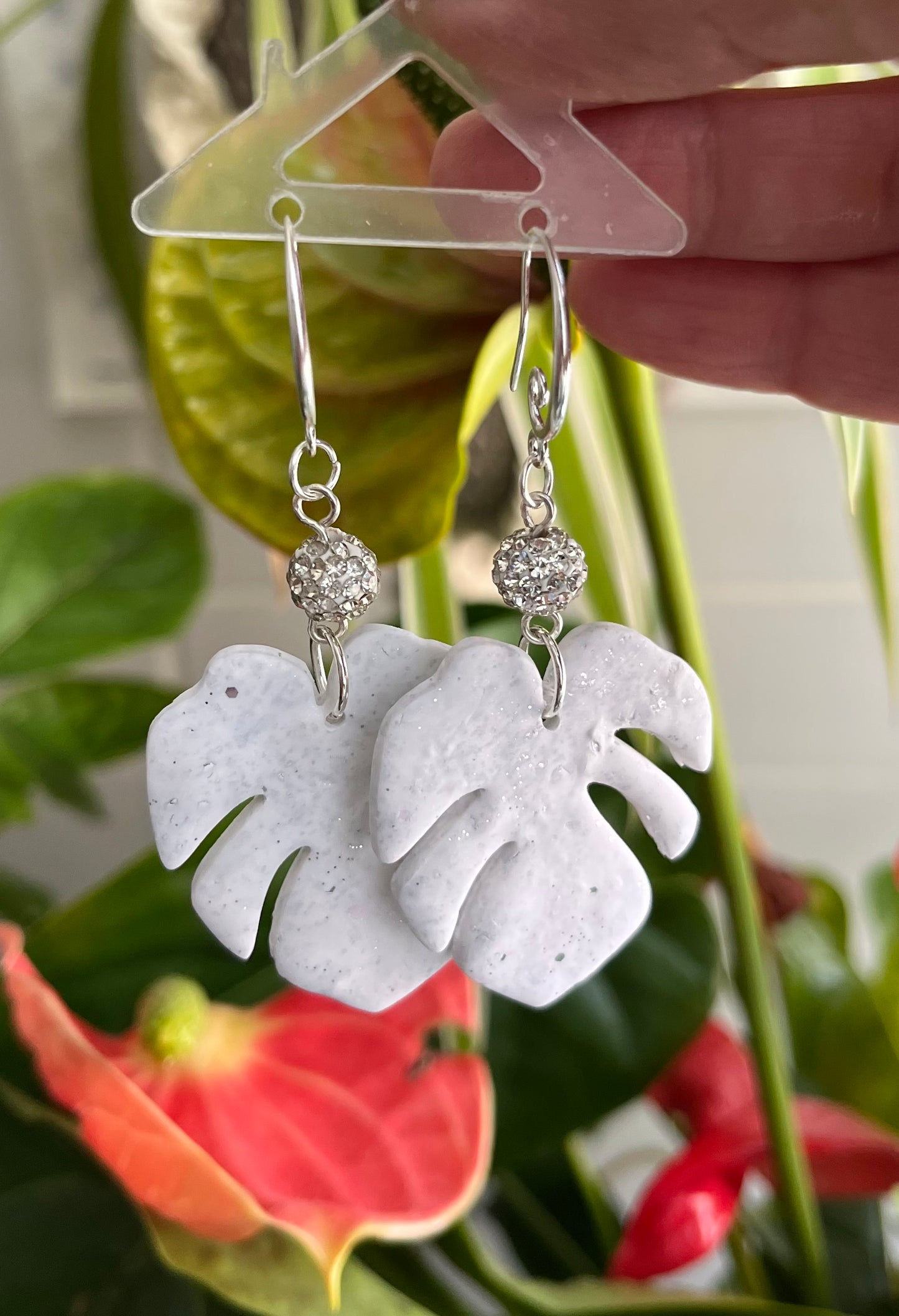 Pendiente Monstera Plateada