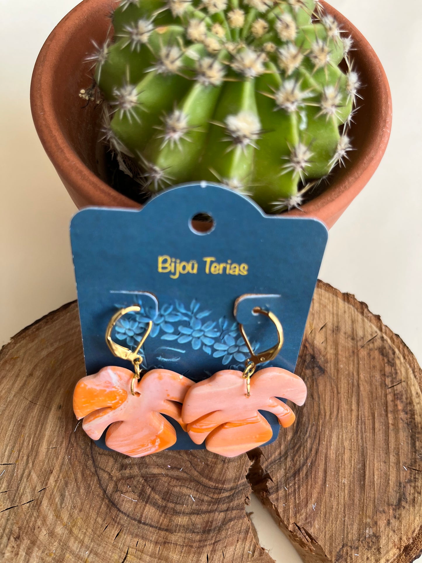 Pendiente Monstera Naranja