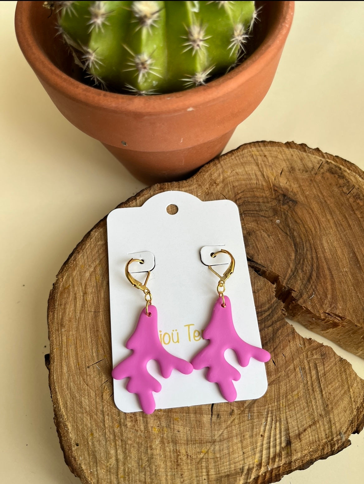 Pendiente Coral Fucsia Modelo 1