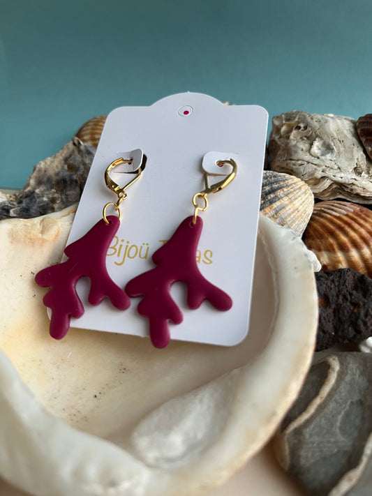 Pendiente Coral Burdeos Modelo 1