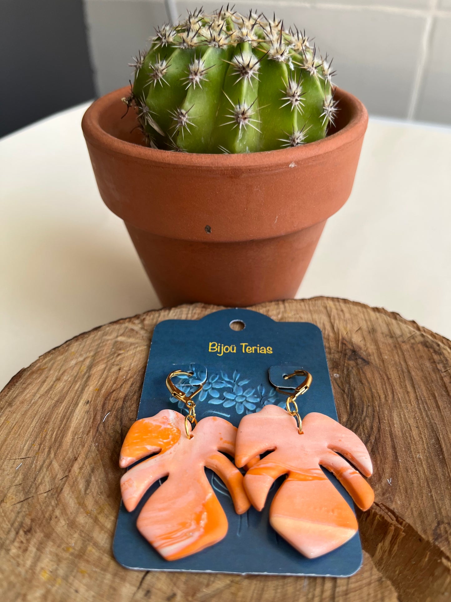 Pendiente Monstera Naranja