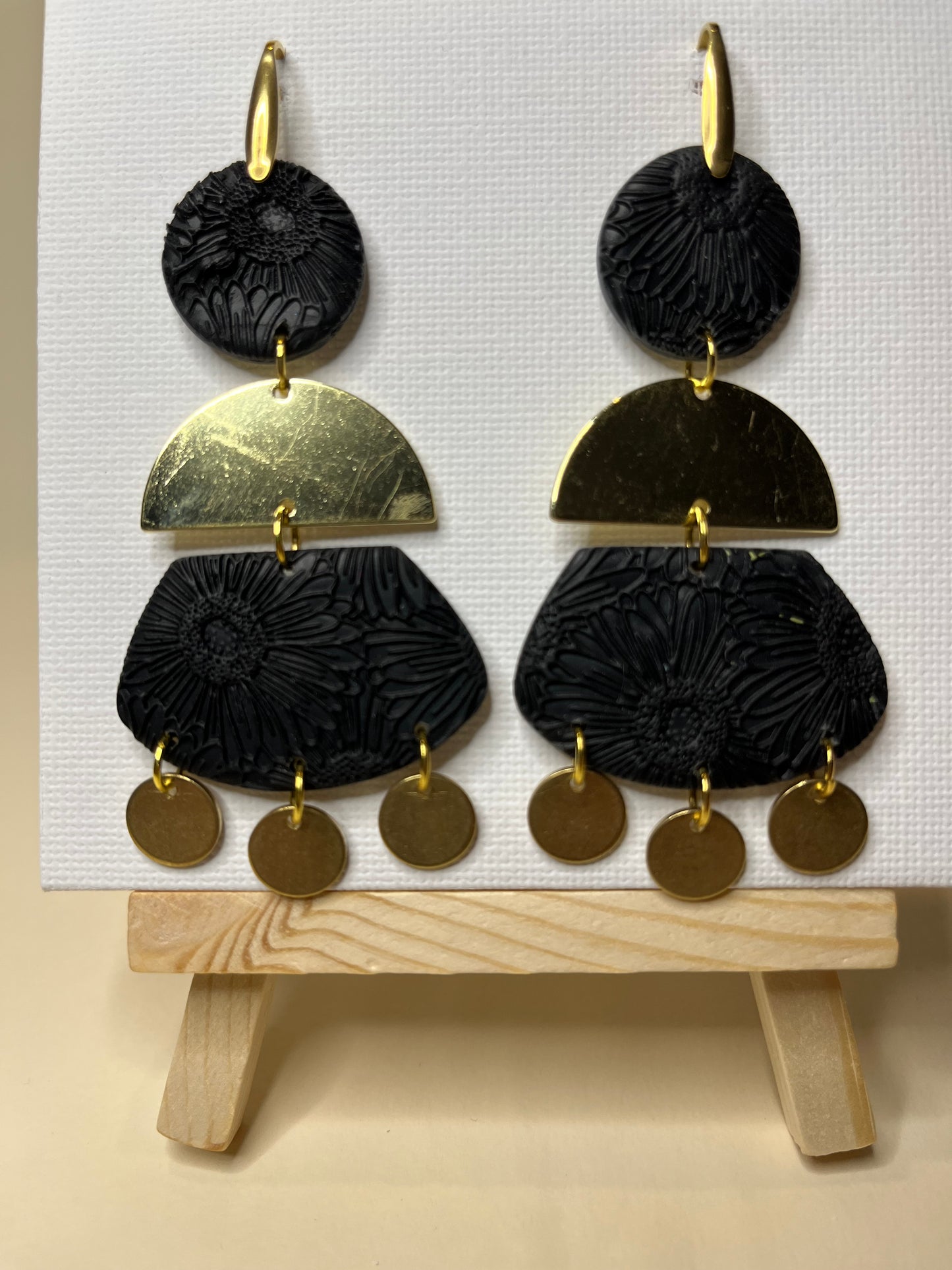 Pendientes Textura Negros Floral