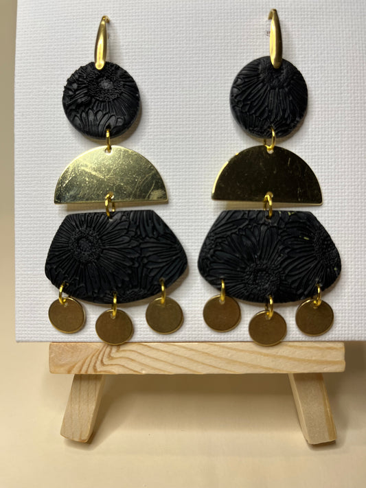 Pendientes Textura Negros Floral