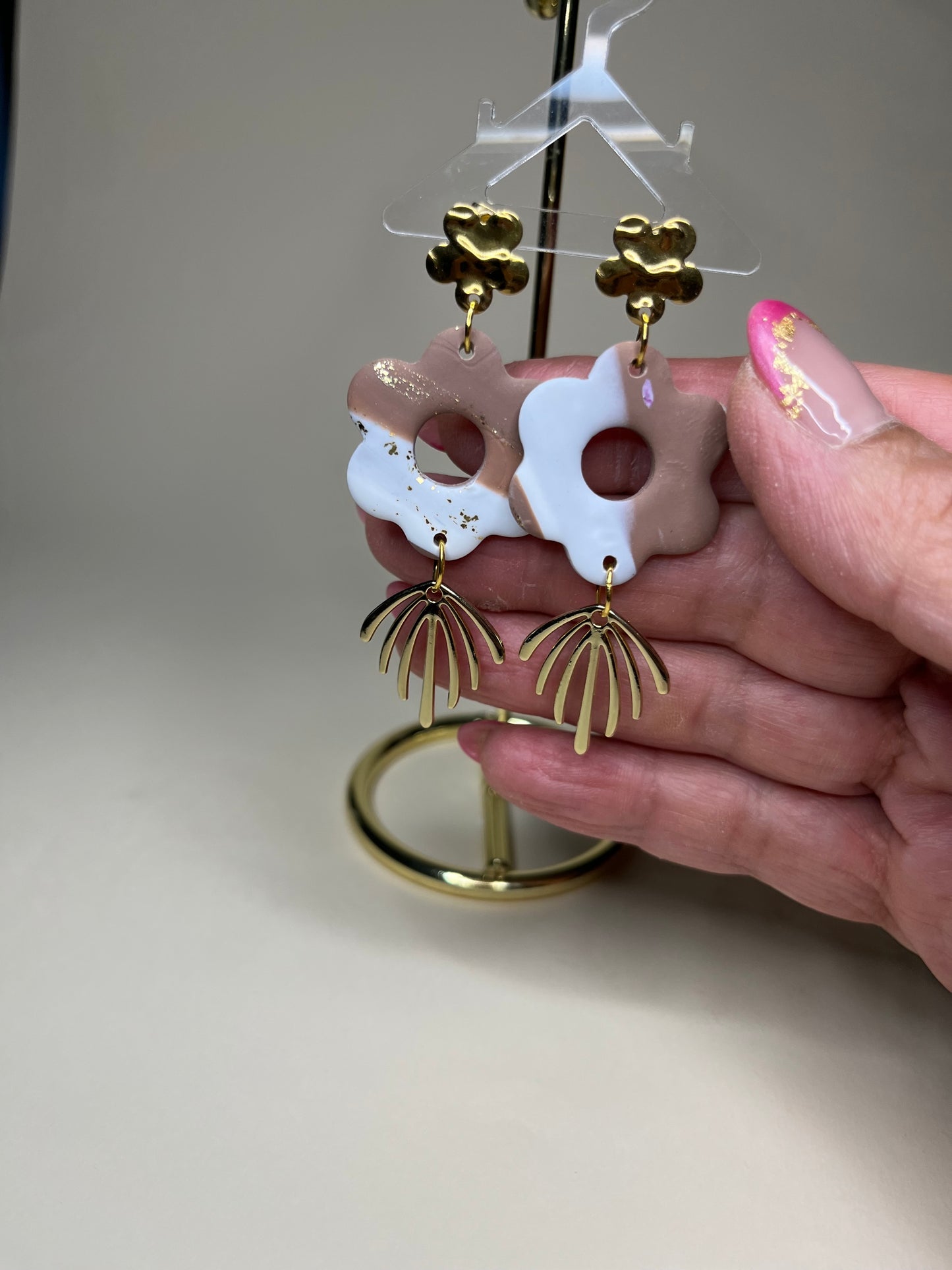 Pendiente Flor Otoño Colección Mármol Tierra