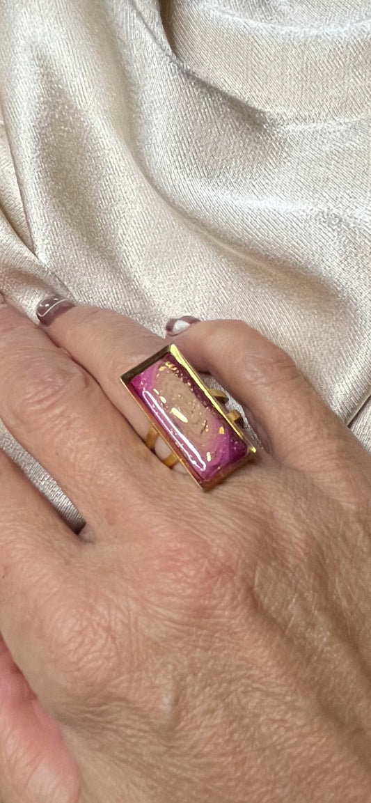 Anillo Fucsia Infinito - Modelo Rectangular