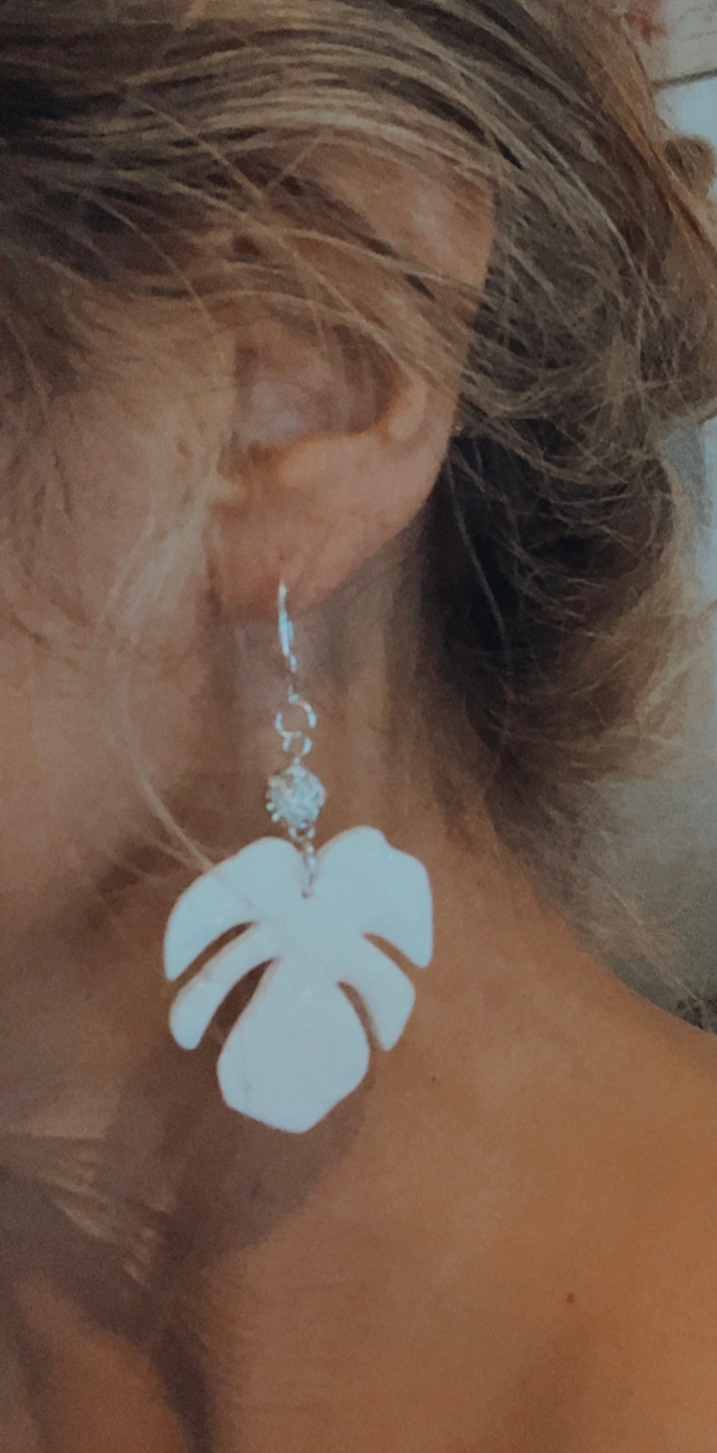 Pendiente Monstera Plateada