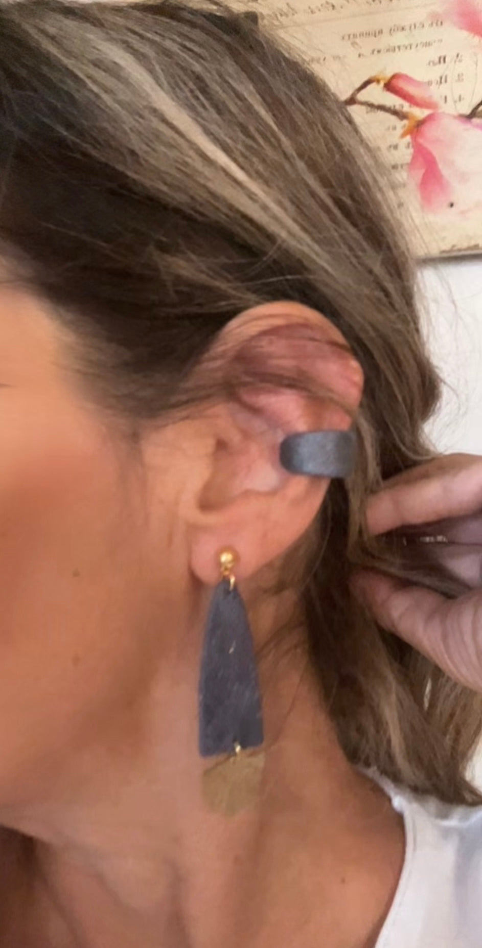 Conjunto Textura Plateada + Ear Cuff