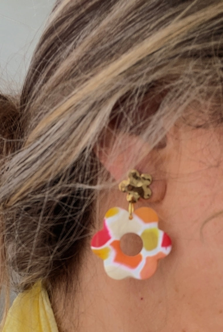 Pendientes Flor Mar Naranja