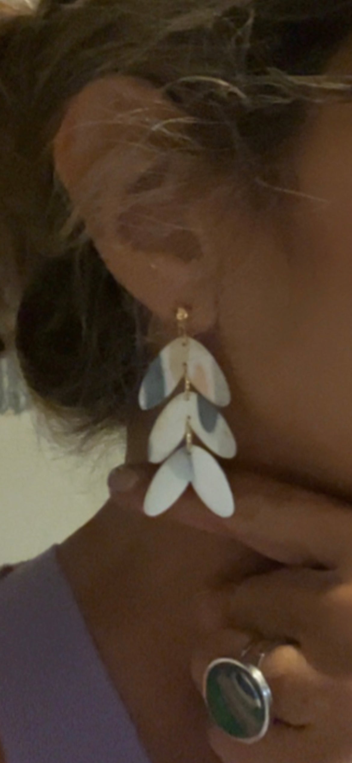 Pendiente Colección Mármol Gris Hojas