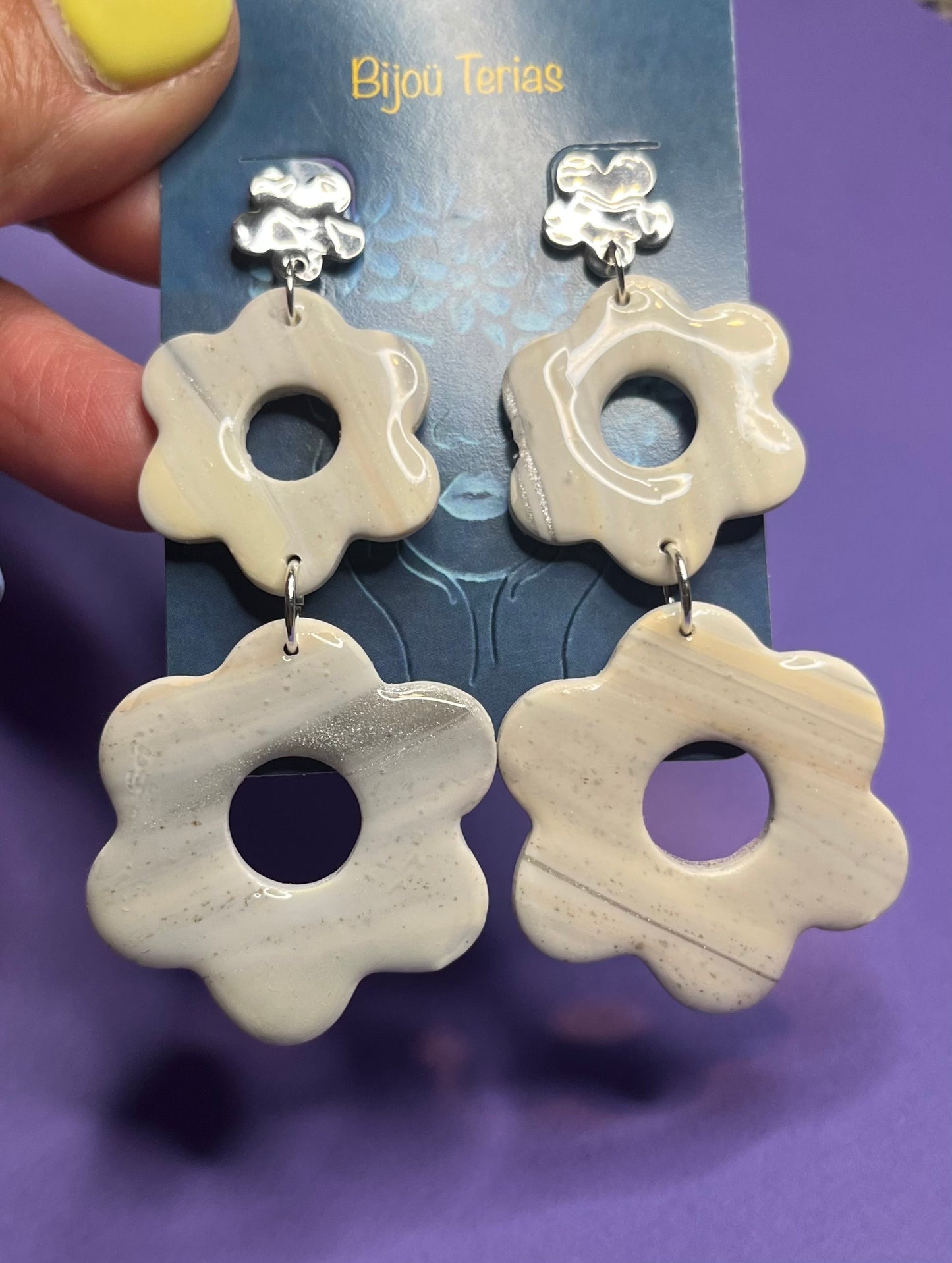 Pendiente Flor Mármol