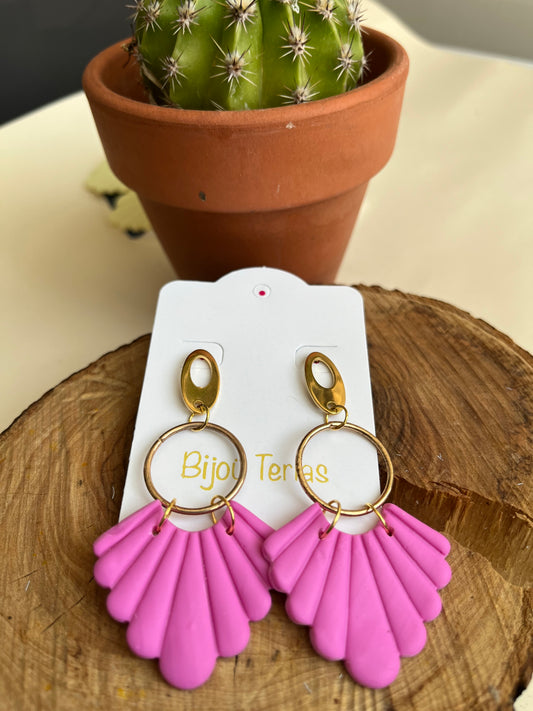 Pendiente Abanico Fucsia