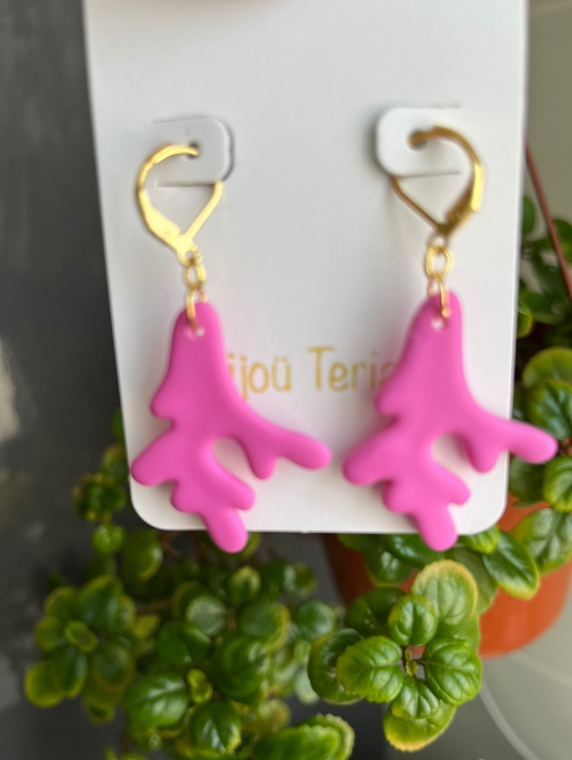 Pendiente Coral Fucsia Modelo 1