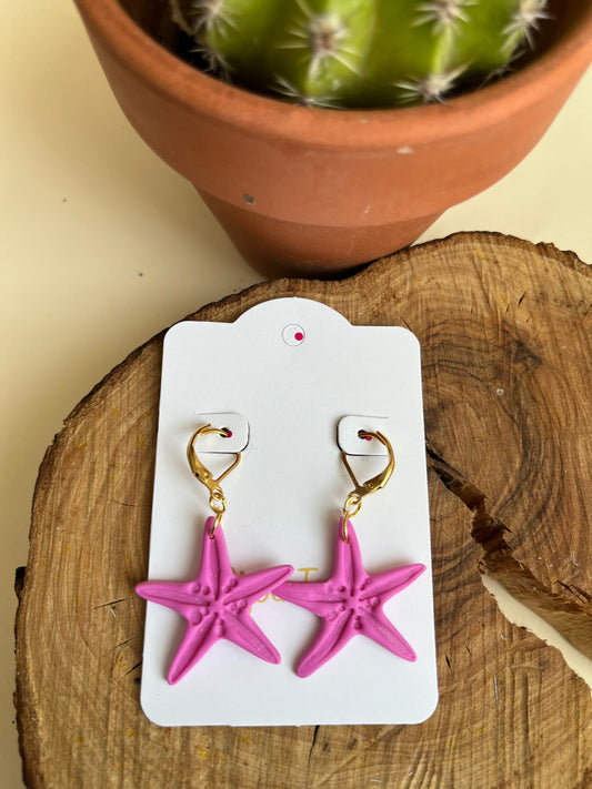 Pendiente Estrella Mar Fucsia