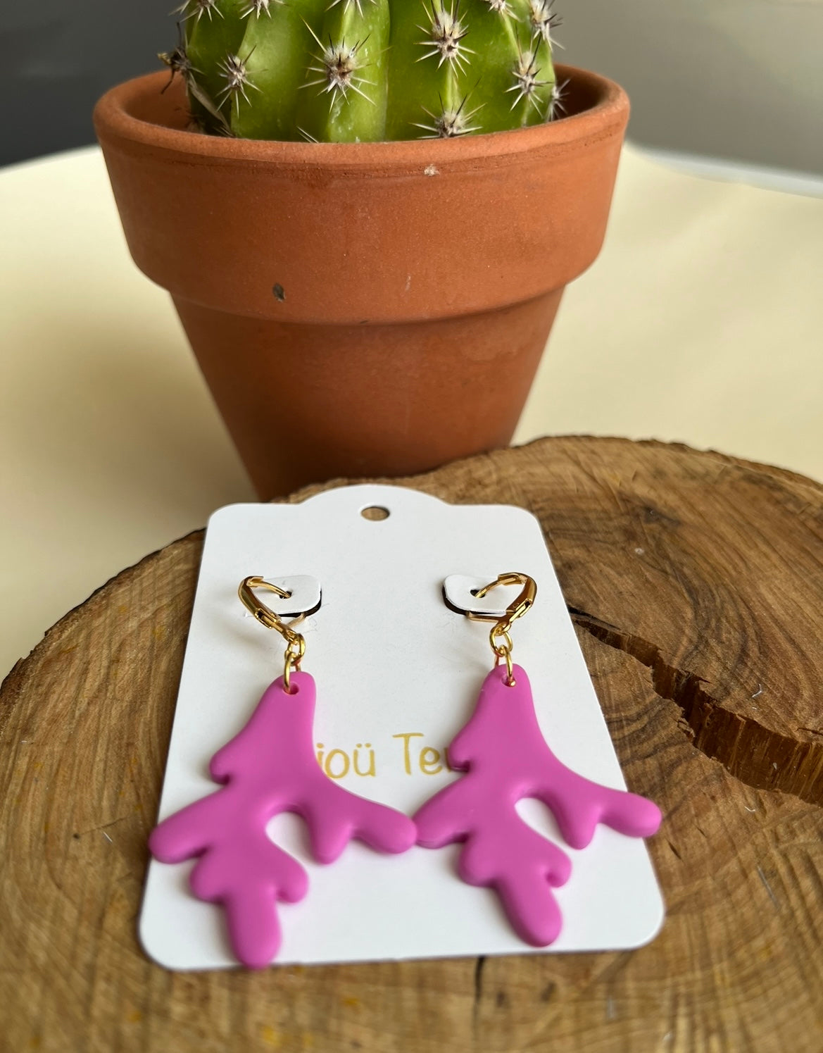 Pendiente Coral Fucsia Modelo 1