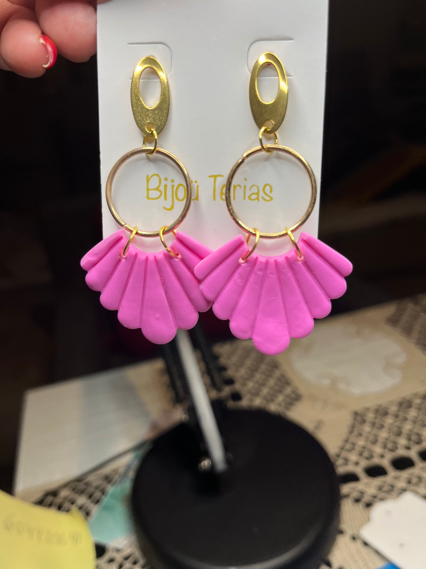 Pendiente Abanico Fucsia