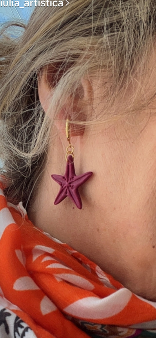 Pendiente Estrella Mar Blanco Translúcido