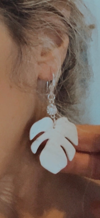 Pendiente Monstera Plateada