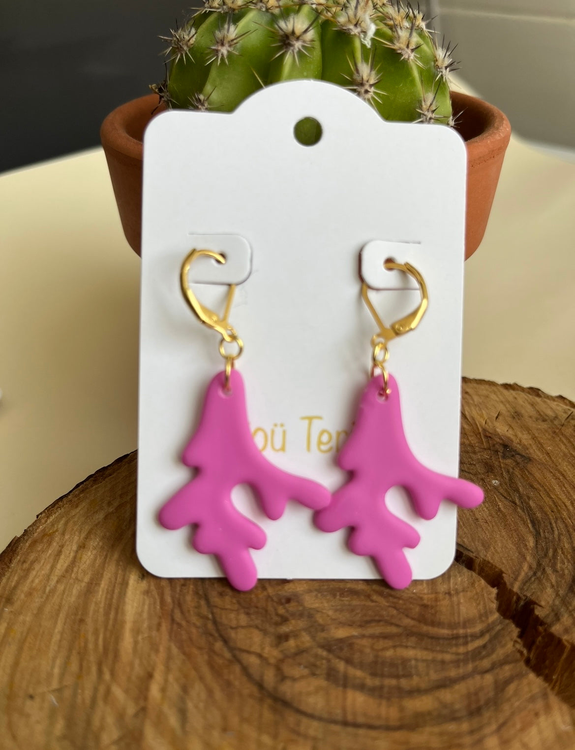 Pendiente Coral Fucsia Modelo 1