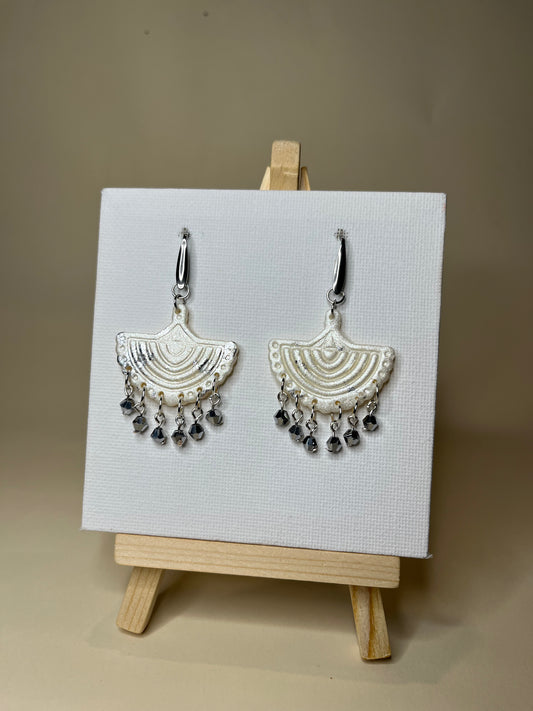 Pendiente Abanico Gris Plata