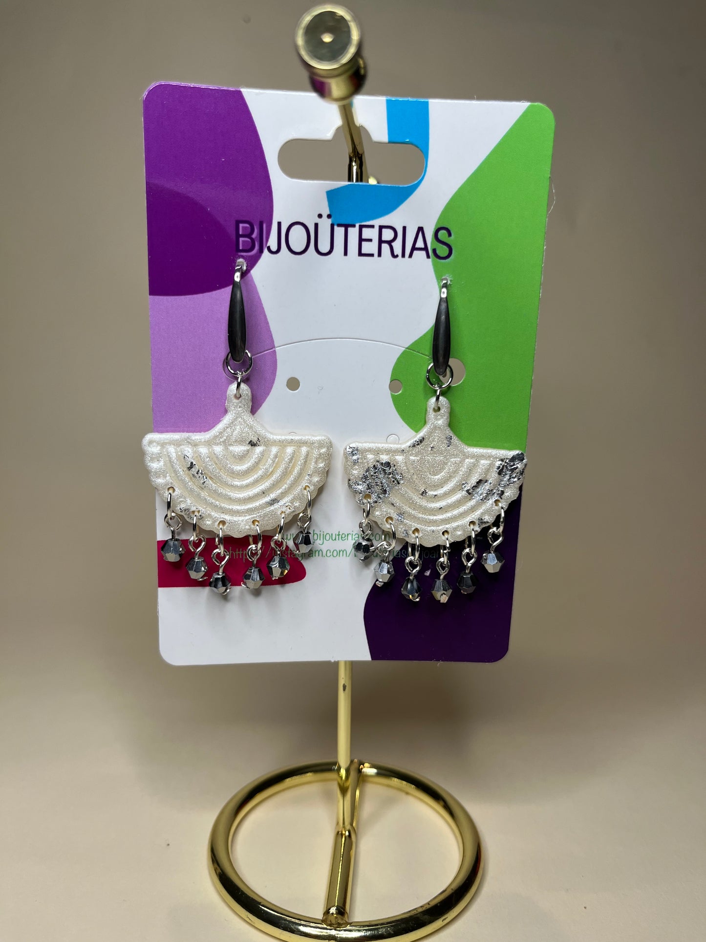 Pendiente Abanico Gris Plata