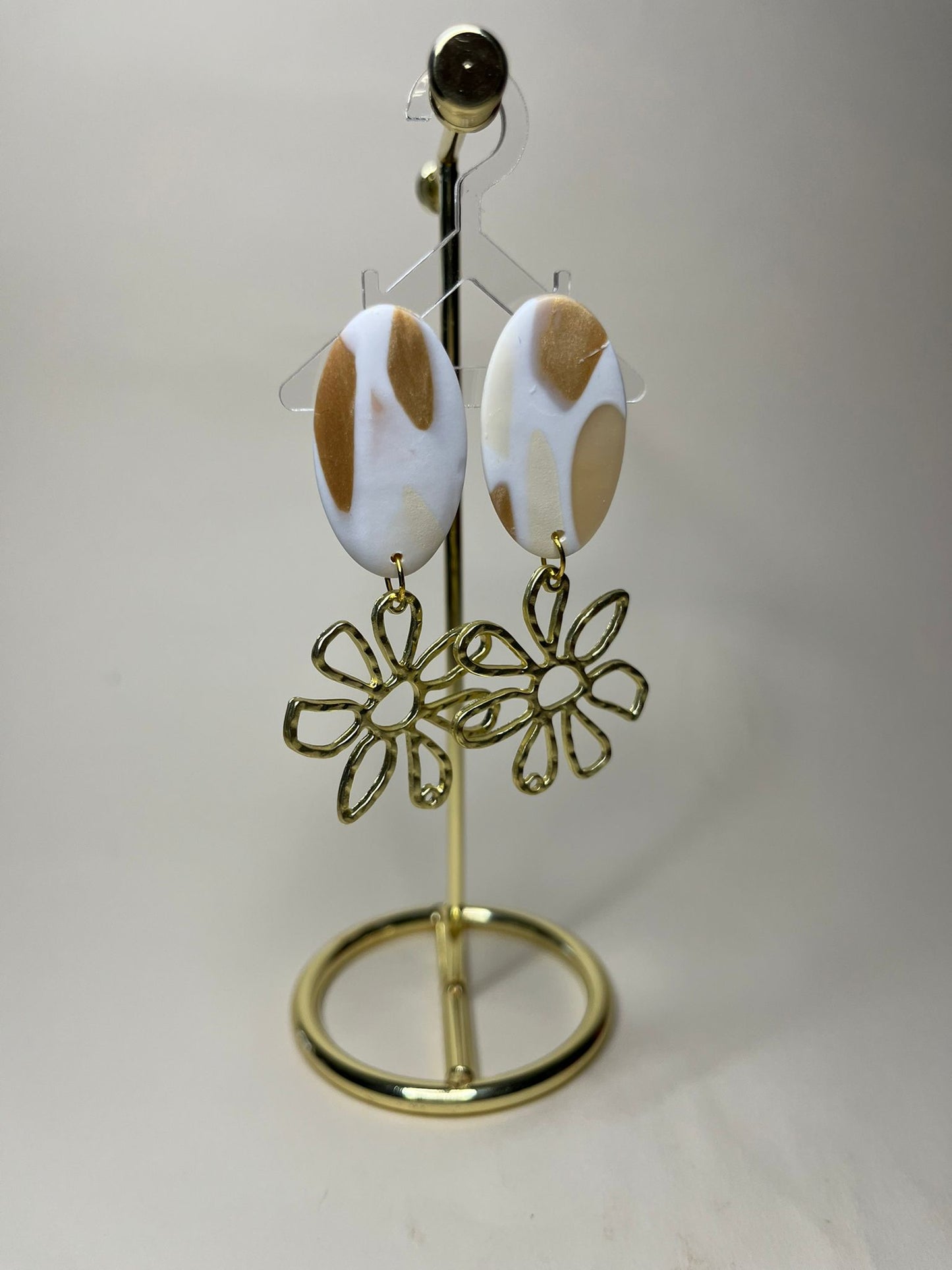 Pendientes Flor Colección Mármol Tierra