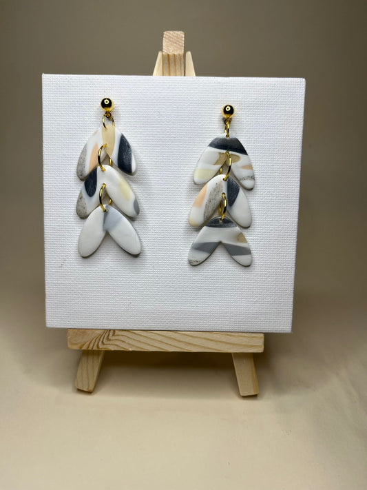 Pendiente Colección Mármol Gris Hojas