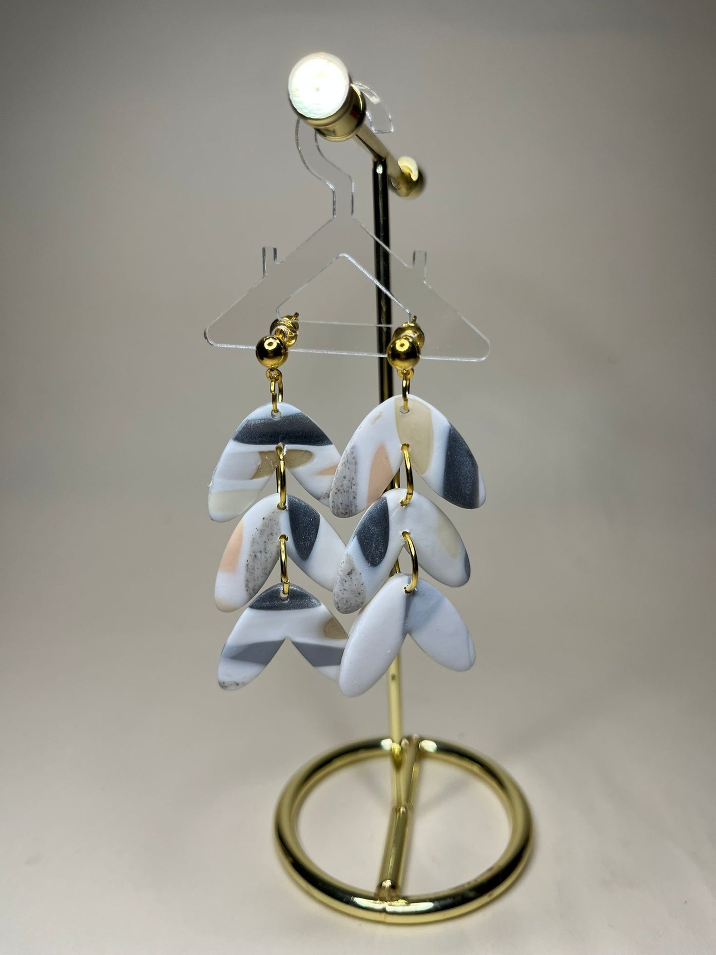 Pendiente Colección Mármol Gris Hojas